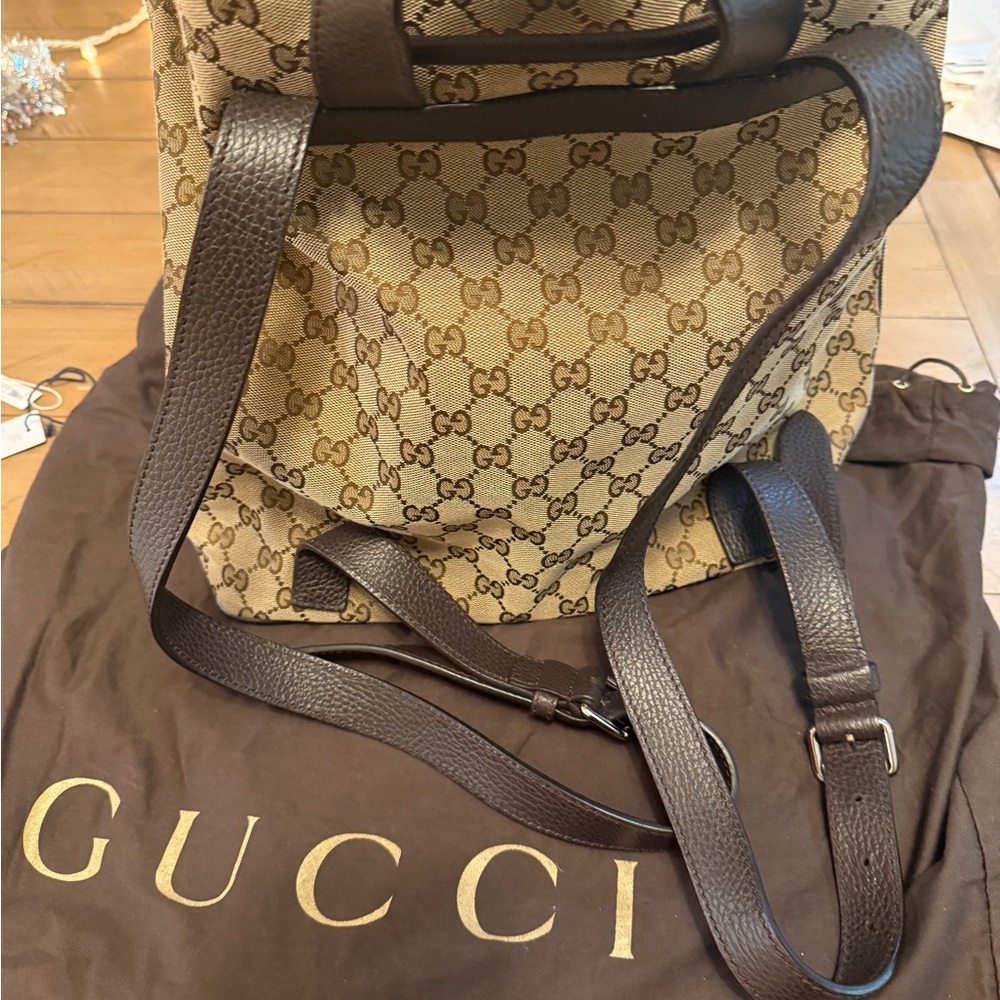 Gucci Beige and Brown Monogram Backpack